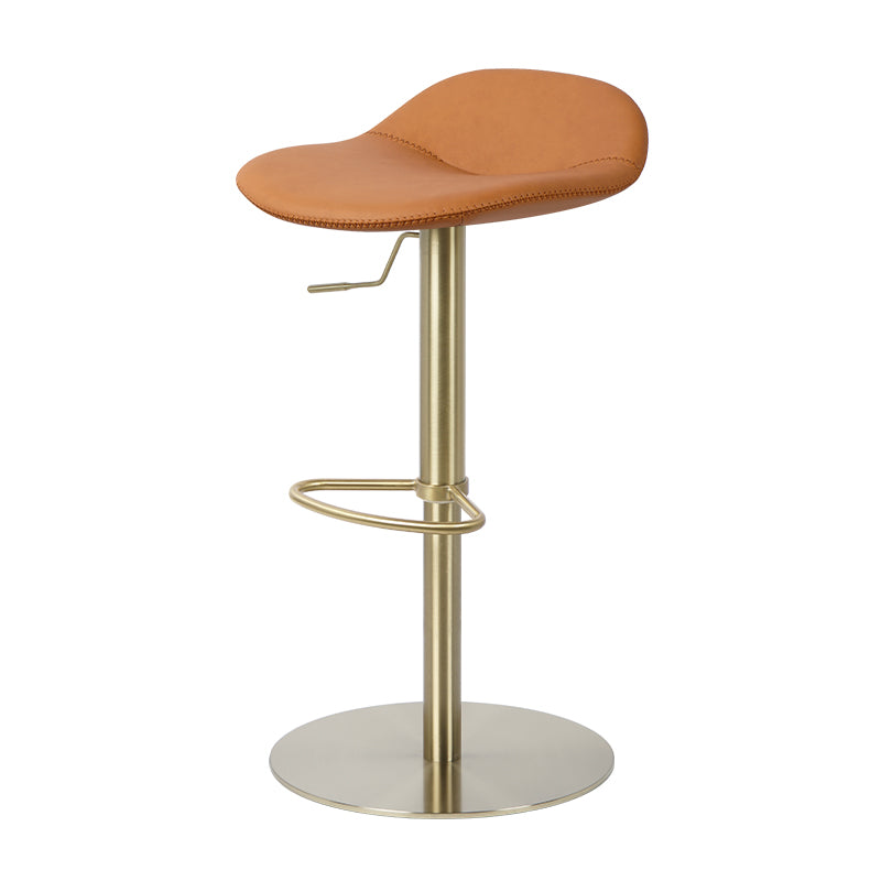 Embossed cowhide bar chair with sleek design and wooden legs, featuring textured leather surface in a modern style