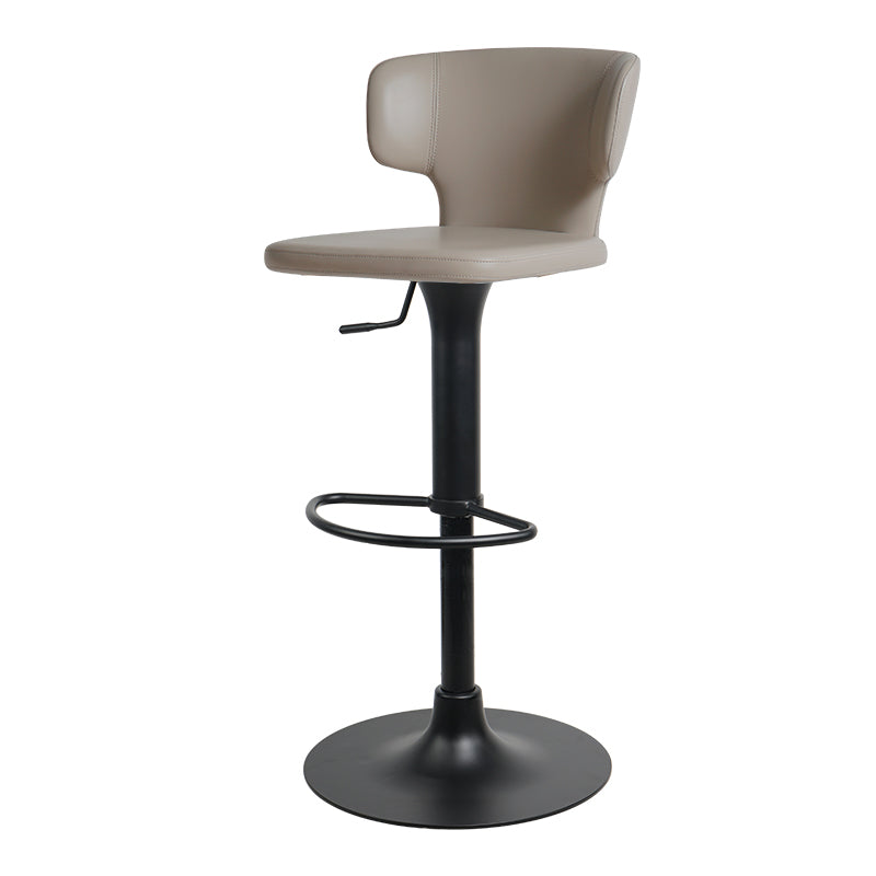 Heduedmobel store Meirou PU leather bar chair with plain-grain cowhide, sleek modern design, cushioned seat, and sturdy metal legs.