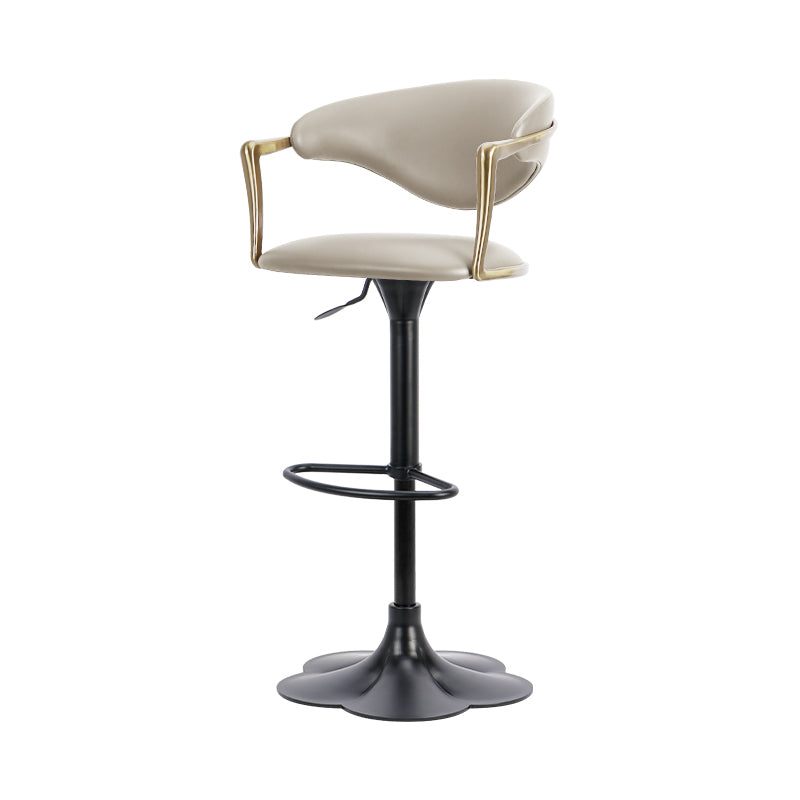 Heduedmobel store HD-7755 bar chair with black PU leather and plain-grain cowhide, featuring a modern, padded seat and sturdy metal frame.