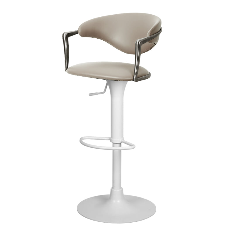 Meirou HD-7738 bar chair in brown PU leather with plain-grain cowhide upholstery, featuring a sleek, modern design.