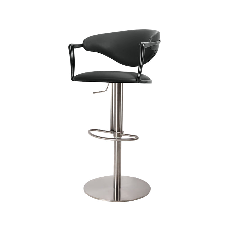 Heduedmobel store Meirou PU leather bar chair with plain-grain cowhide finish, modern design, and sturdy metal frame.