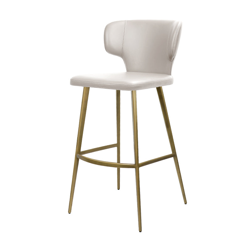 Plain-grain Cowhide HD-7282 bar chair with wooden legs, featuring a sleek, modern design and natural cowhide upholstery.