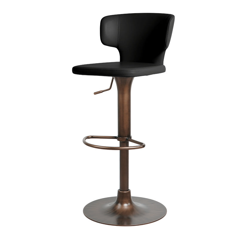 Heduedmobel store Meirou PU leather bar chair with plain-grain cowhide upholstery, modern design, and sturdy metal legs.