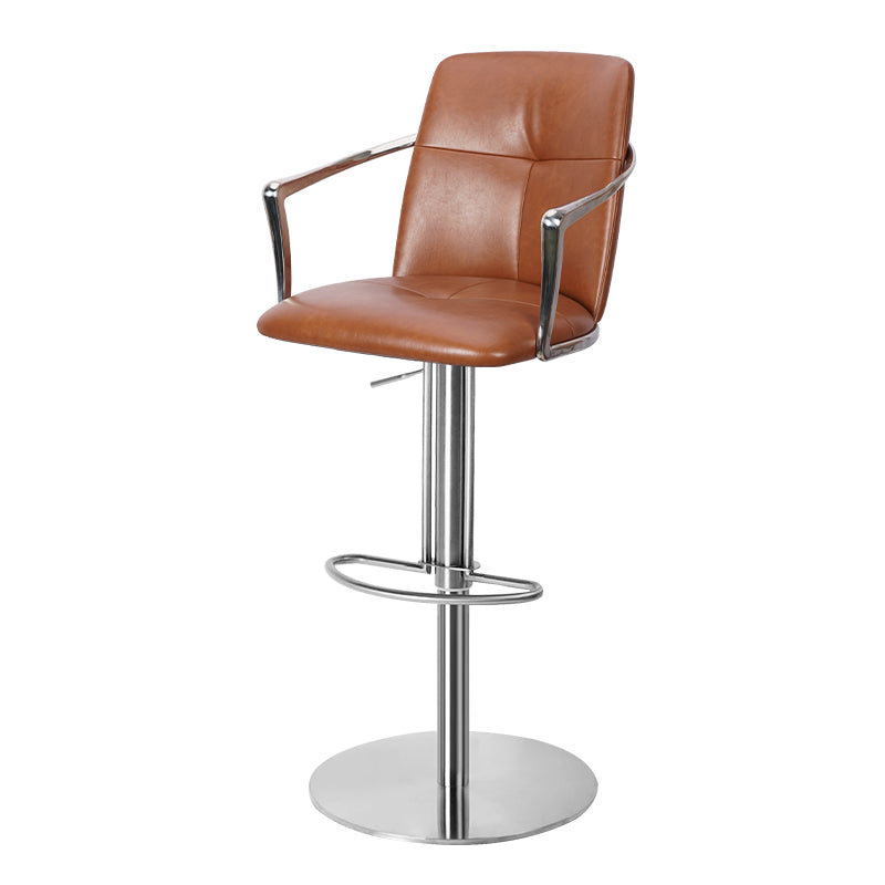 Bar chair with Mohair, Huabao PU leather, and full grain leather, featuring a modern design and sturdy metal legs.