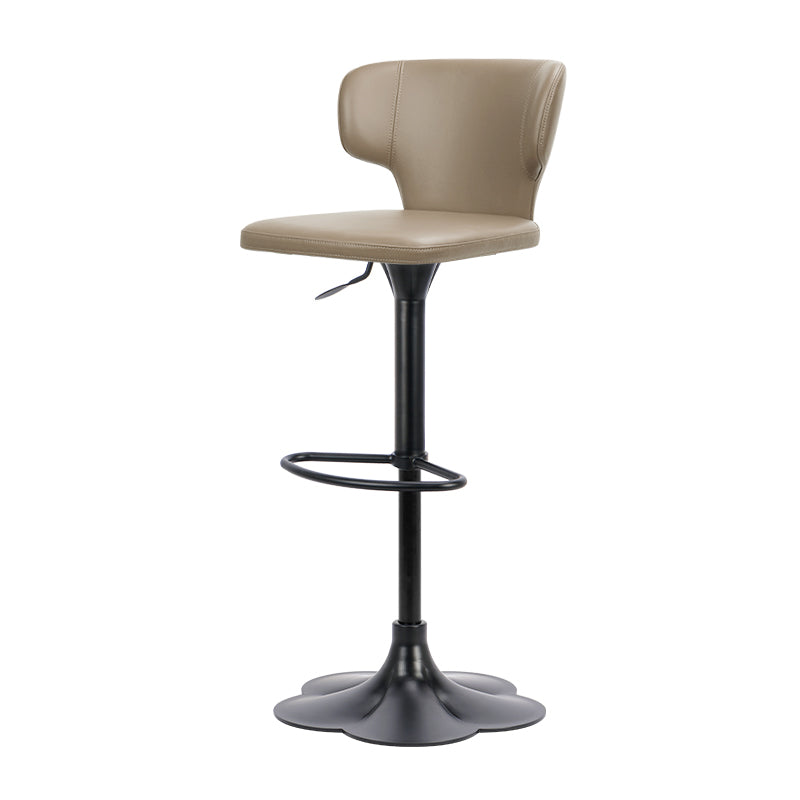 Plain-grain Cowhide HD-7580 bar chair, modern design with wooden legs and cushioned seat, in a stylish interior setting