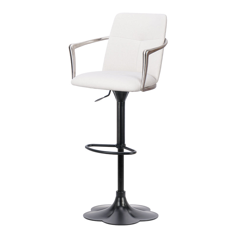 Heduedmobel store bar chair with Mohair, Huabao PU leather, and full grain leather upholstery, shown from the side view.