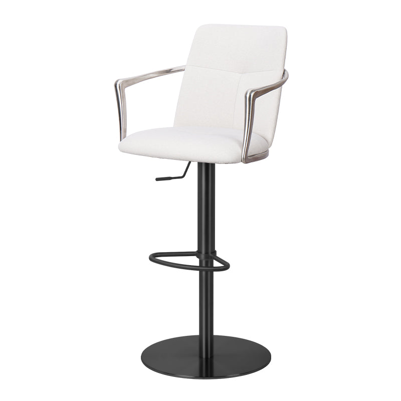 Bar chair with Mohair, Huabao PU leather, and full grain leather upholstery, featuring a modern design and sturdy metal frame.