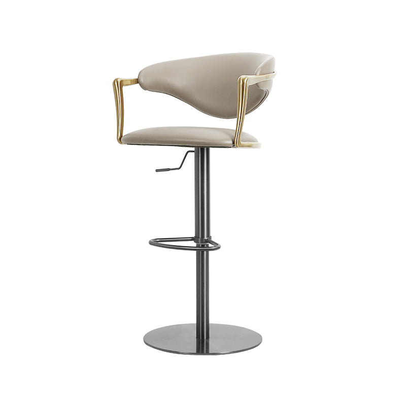 Heduedmobel store Meirou PU leather bar chair with plain-grain cowhide finish, modern design, and sturdy metal frame.