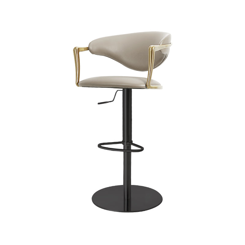 Heduedmobel store Meirou PU leather bar chair with plain-grain cowhide upholstery, modern design, and sturdy metal legs.