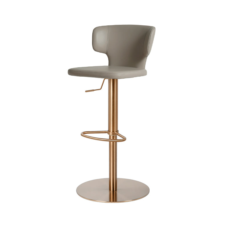 Plain-grain Cowhide HD-7556 bar chair with sleek design and sturdy metal legs, ideal for modern dining or bar areas.