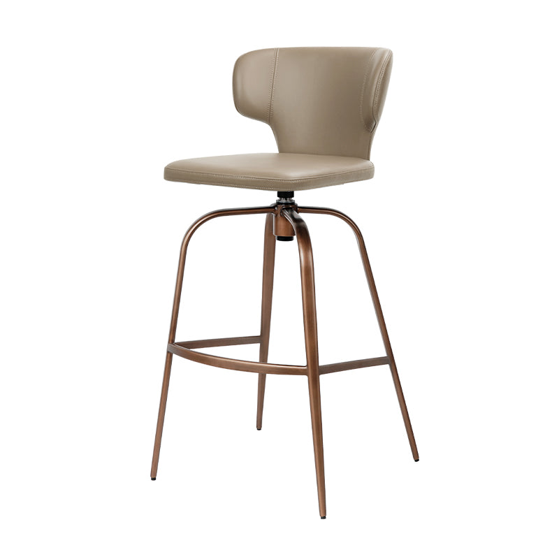 Plain-grain Cowhide HD-7298 bar chair by Heduedmobel store featuring a sleek wooden frame and cowhide upholstery.