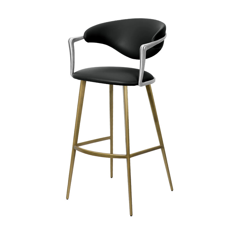 Heduedmobel bar chair in Meirou PU leather with plain-grain cowhide in a stylish design, showcasing its elegant silhouette.