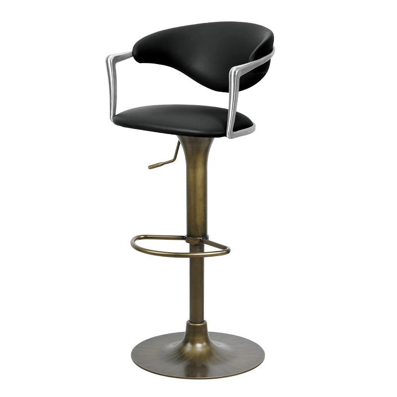 Meirou PU leather bar chair in plain-grain cowhide, featuring a sleek design and comfortable seating.