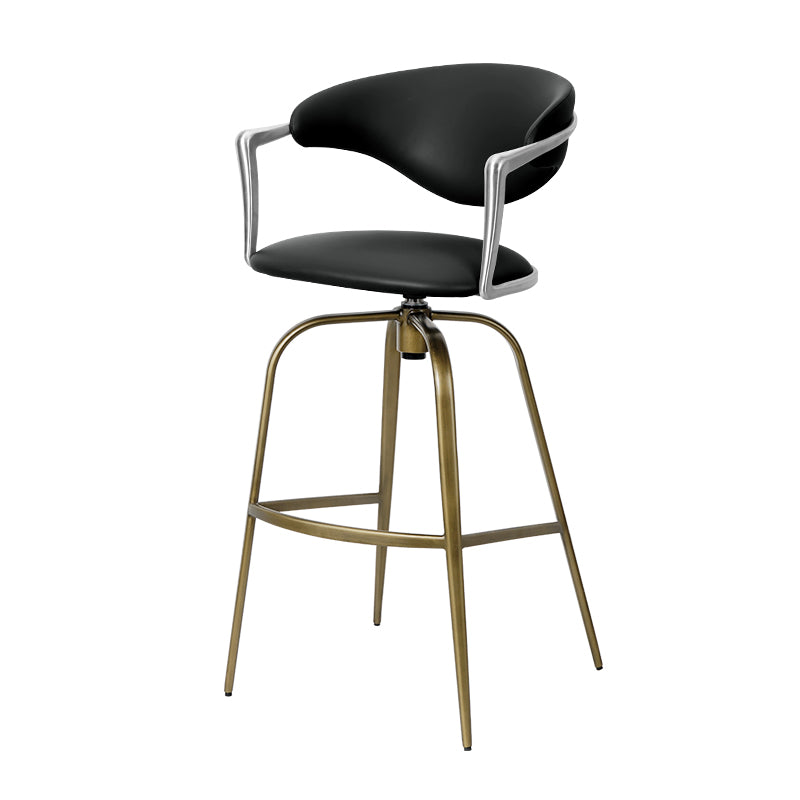 Meirou HD-7751 bar chair in plain-grain cowhide leather, showcasing a sleek design and sturdy base.