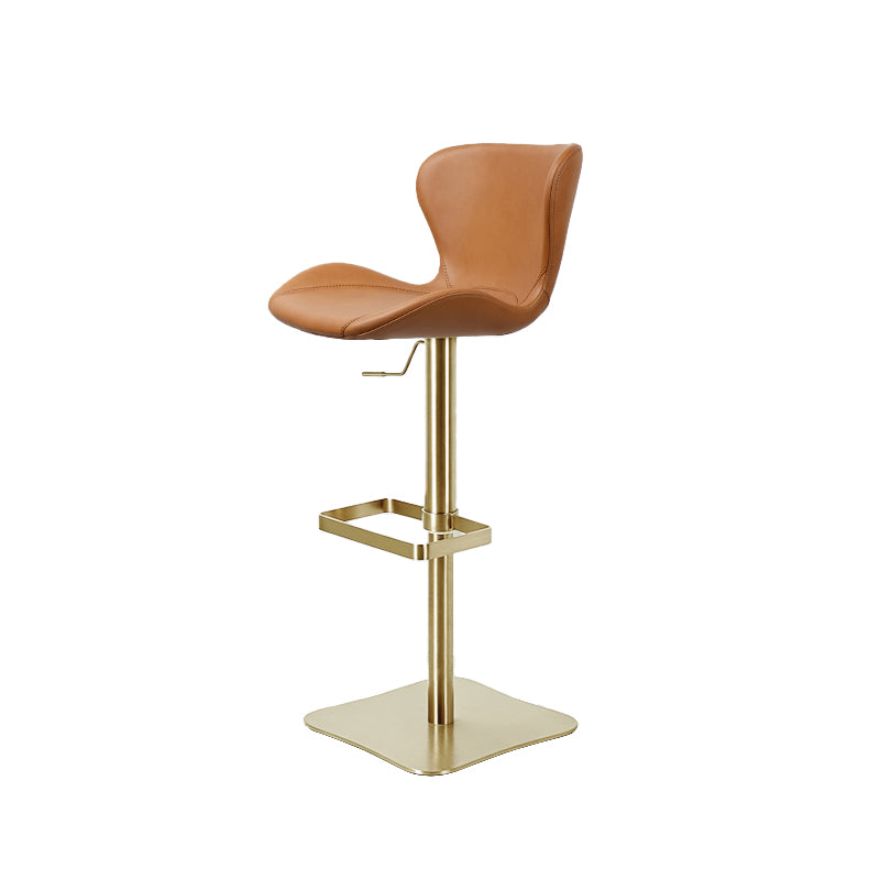Embossed cowhide bar chair with sleek design from Heduedmobel store, featuring textured leather upholstery and sturdy metal legs.