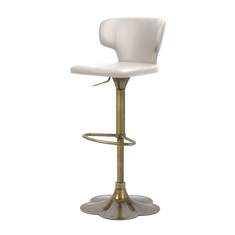 Plain-grain Cowhide HD-7580 bar chair by Heduedmobel with a sleek wooden frame and a comfortable cowhide upholstered seat.