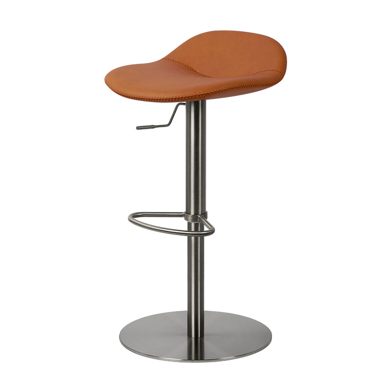 Embossed cowhide Heduedmobel bar chair with sleek design and sturdy metal legs, featuring textured leather upholstery.