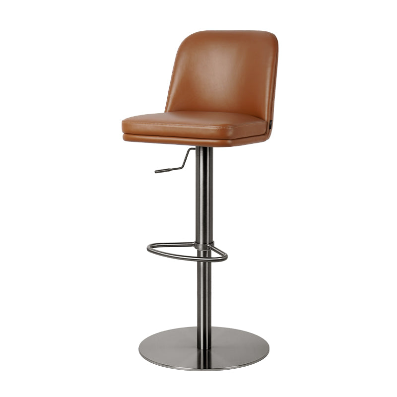 Plain-grain cowhide bar chair HD-7509 by Heduedmobel with a sleek design and sturdy metal frame.