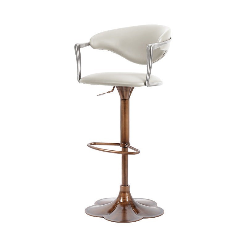 Heduedmobel store Meirou PU leather bar chair with plain-grain cowhide upholstery, modern design, and sturdy metal legs.