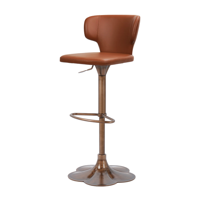 Plain-grain Cowhide HD-7580 bar chair by Heduedmobel store featuring a sleek wooden frame and a comfortable cowhide upholstered seat.