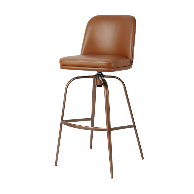 Plain-grain Cowhide HD-7725 bar chair by Heduedmobel, featuring a sleek cowhide upholstered seat and modern metal legs.