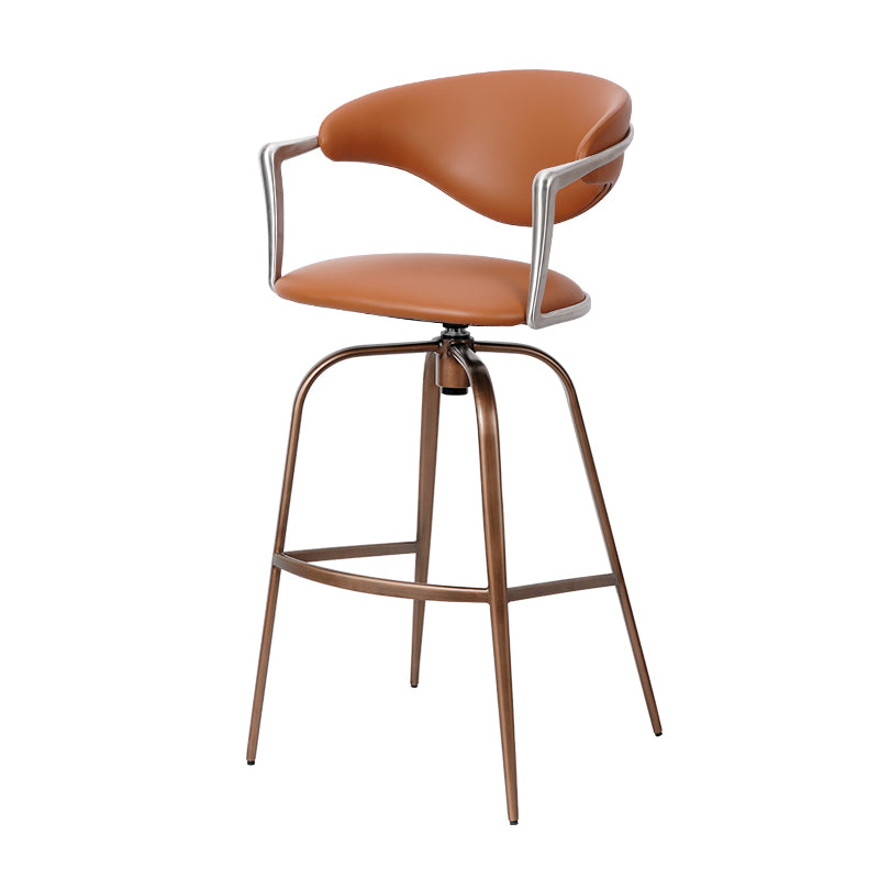 Meirou HD-7751 bar chair in brown PU leather with plain-grain cowhide, featuring a sleek modern design.