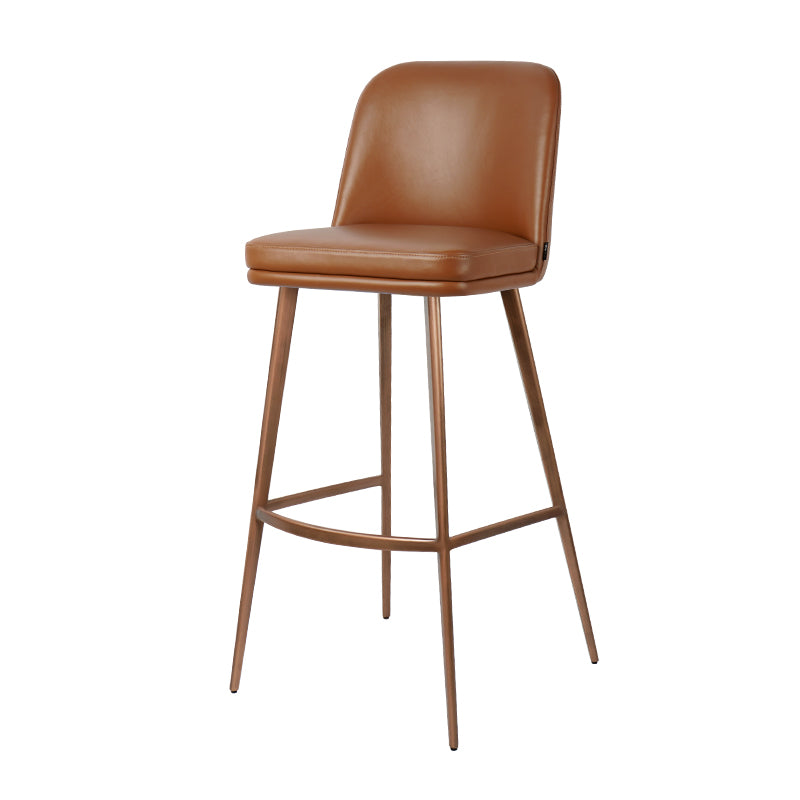 Plain-grain Cowhide HD-7721 bar chair with a sleek wooden frame and cushioned seat, designed for modern kitchen or bar settings.