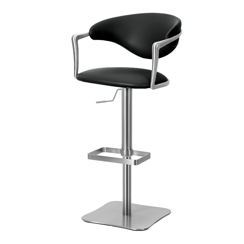 Heduedmobel HD-7753 bar chair with PU leather and plain-grain cowhide upholstery, featuring a modern design and sturdy metal legs.