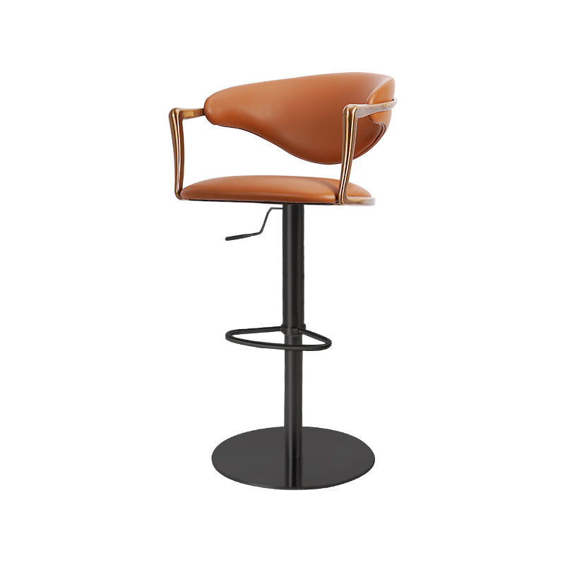 Heduedmobel store Meirou PU leather bar chair with plain-grain cowhide, modern design, and sturdy metal frame.