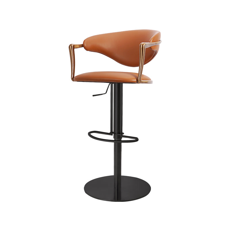 Heduedmobel store Meirou PU leather bar chair with plain-grain cowhide upholstery, modern design, sturdy metal frame.