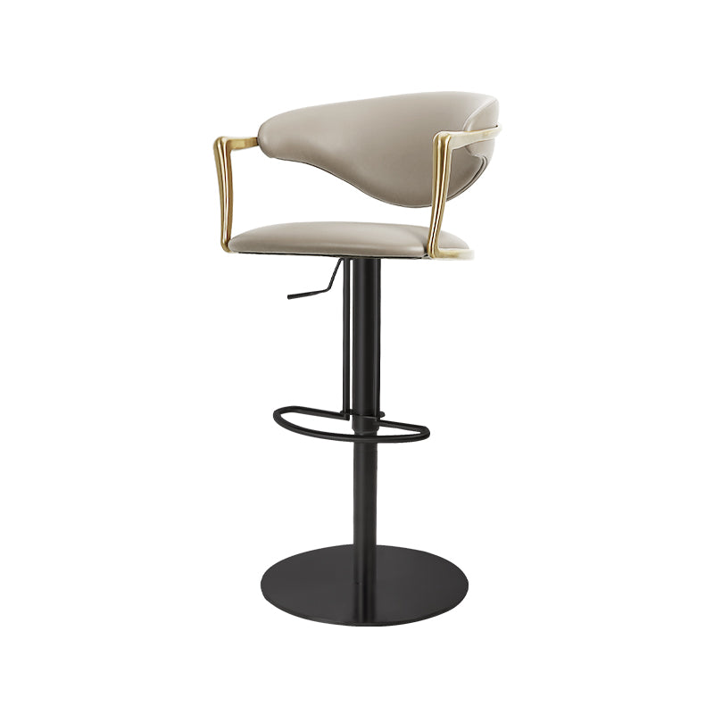 Heduedmobel store Meirou PU leather bar chair with plain-grain cowhide upholstery, modern design, and sturdy metal legs.