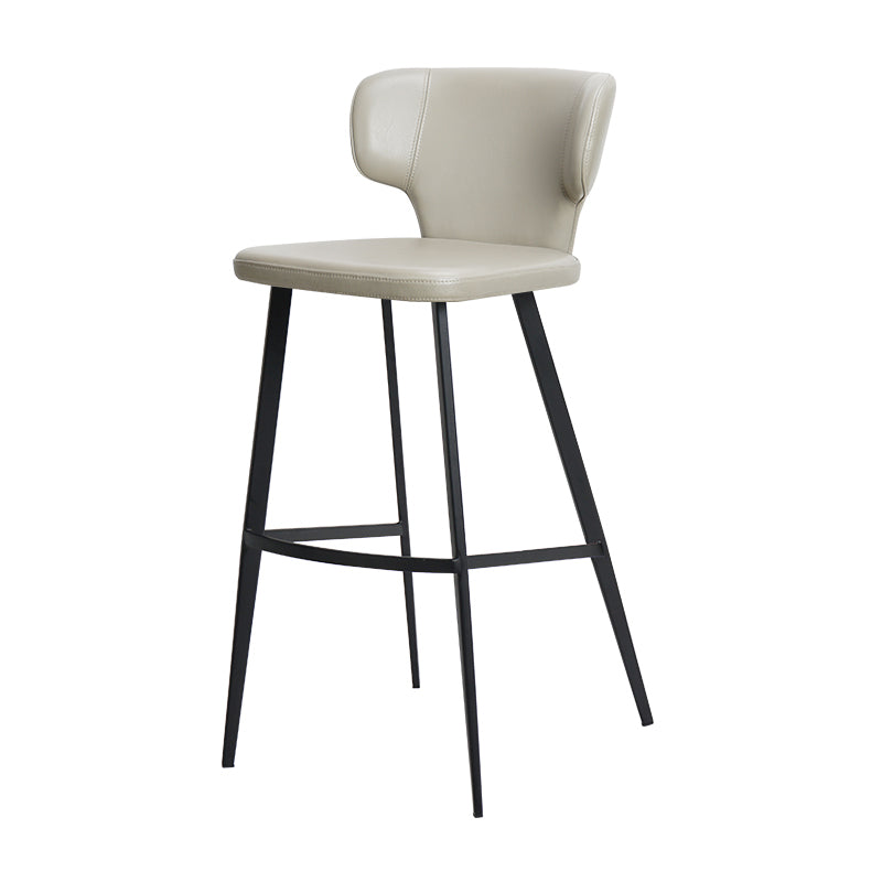 Bar chair in brown PU leather with plain-grain cowhide upholstery, designed by Heduedmobel, featuring a modern, cushioned seat.