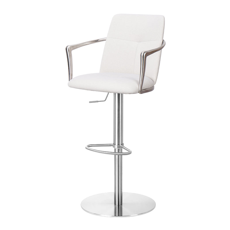 Heduedmobel bar chair with Mohair and PU leather upholstery, featuring a sleek design and sturdy full grain leather details.