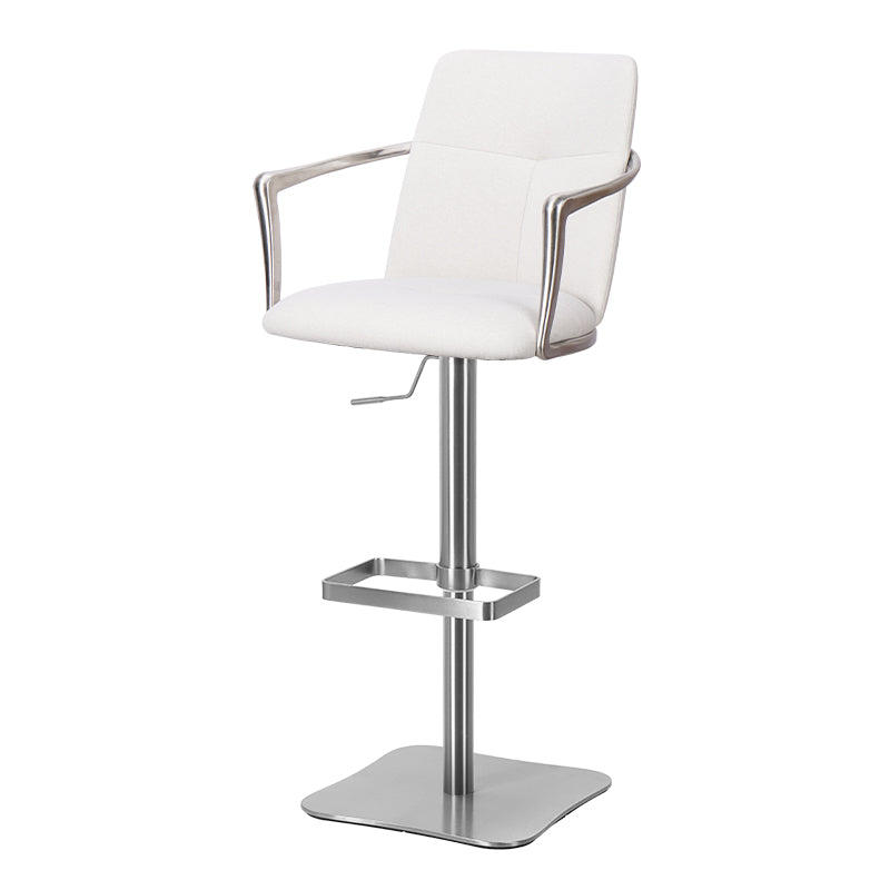 Heduedmobel bar chair with Mohair, Huabao PU leather, and full grain leather upholstery, showcasing a modern design with cushioned seat.