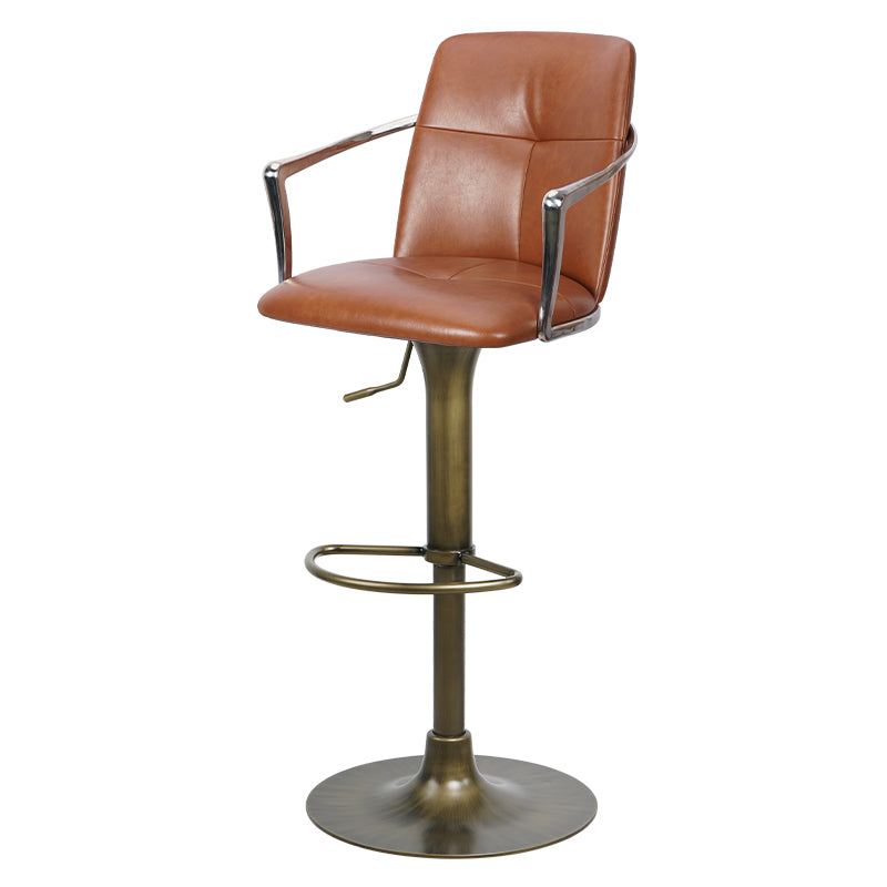 Heduedmobel bar chair with Mohair and PU leather upholstery, full grain leather details, modern design, and sturdy metal frame.