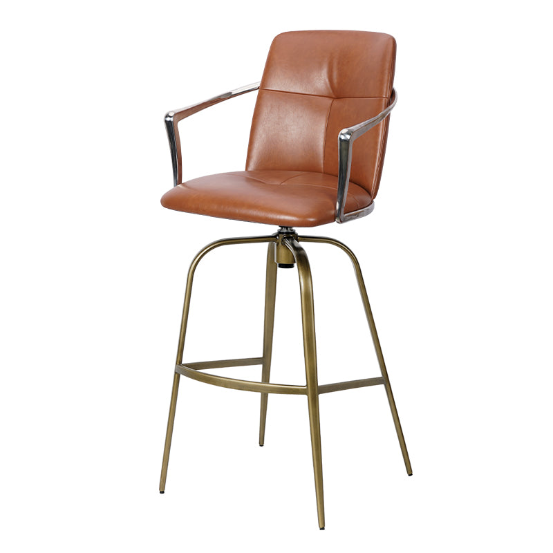 Bar chair with Mohair, Huabao PU leather, and full grain leather upholstery, featuring a sleek modern design.