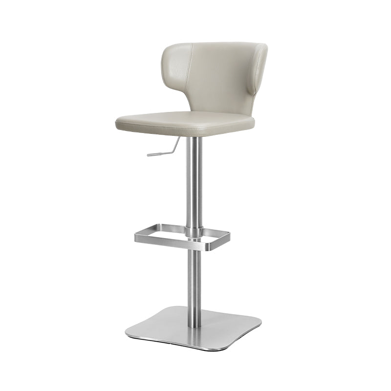Plain-grain cowhide HD-7567 bar chair by Heduedmobel store with a sleek wooden frame and plush upholstered seat.