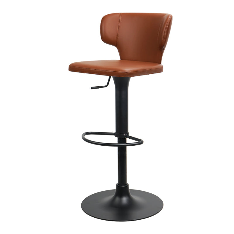 Heduedmobel HD-7190 bar chair with black PU leather and plain-grain cowhide upholstery, featuring a sleek modern design.