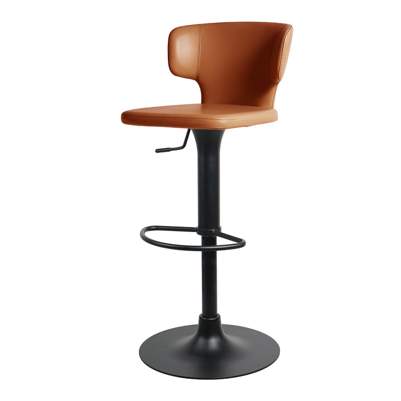 Heduedmobel store Meirou PU leather bar chair with plain-grain cowhide upholstery, showcasing a modern, stylish design.