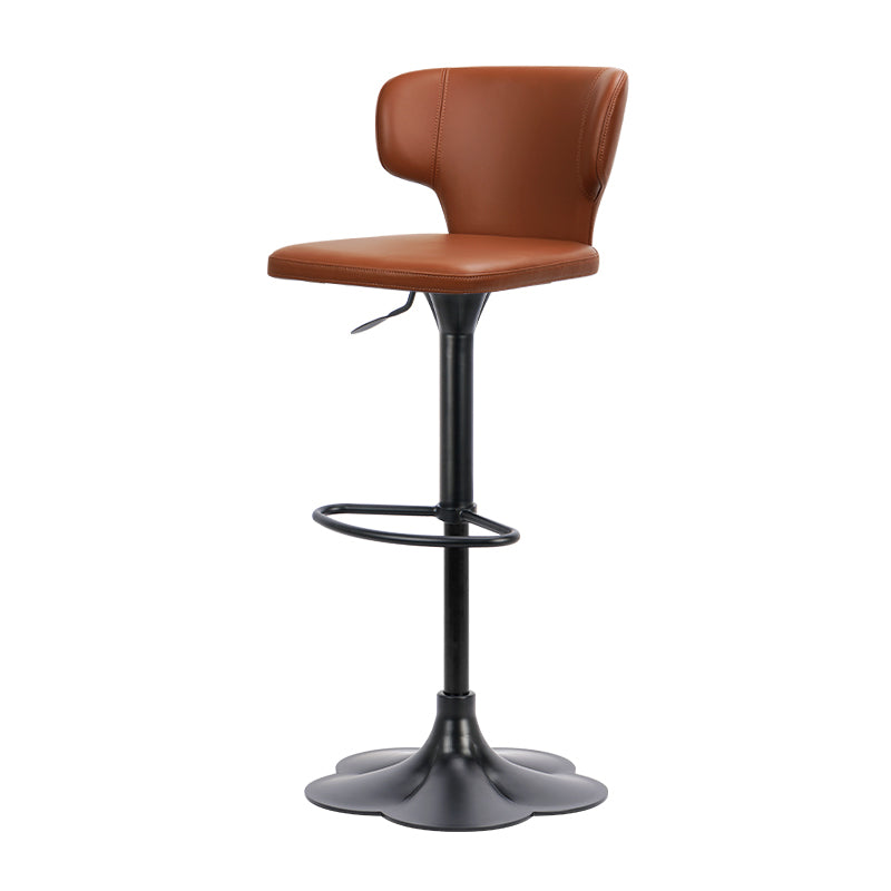 Plain-grain Cowhide HD-7580 bar chair by Heduedmobel store featuring a sleek wooden frame and cushioned seat.