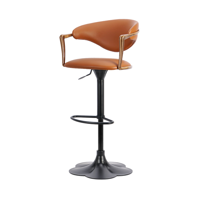 Heduedmobel Bar chair with Meirou PU leather and plain-grain cowhide upholstery, featuring a modern design and sturdy metal frame.