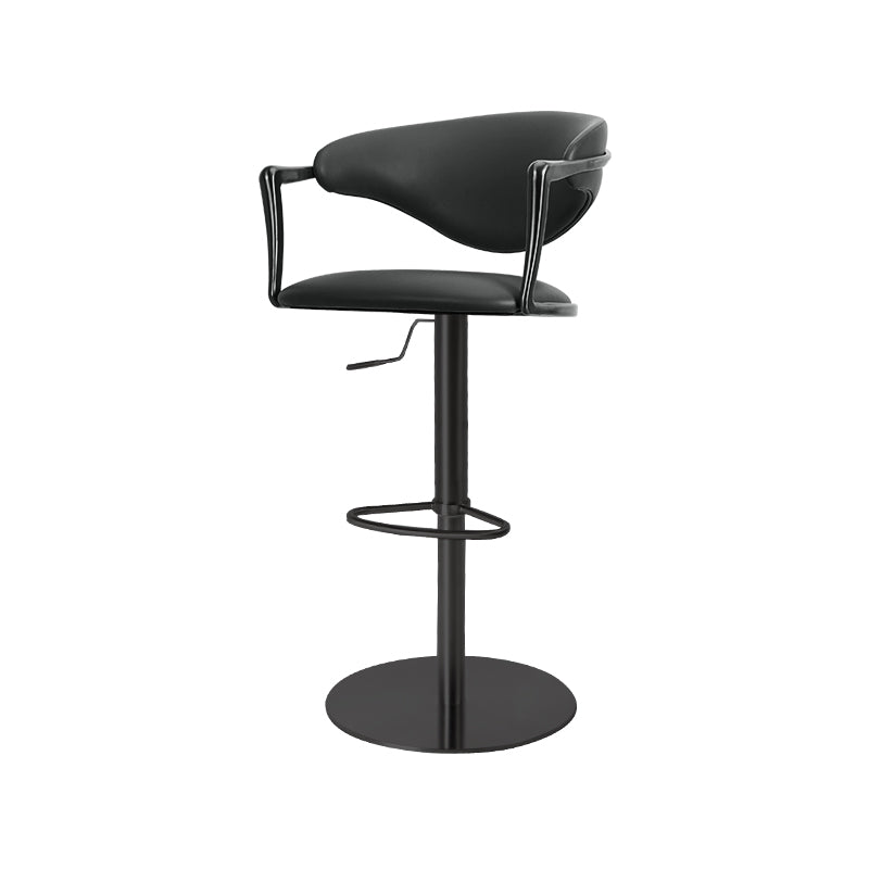 Heduedmobel store Meirou PU leather bar chair with plain-grain cowhide upholstery, modern design, sturdy metal frame.