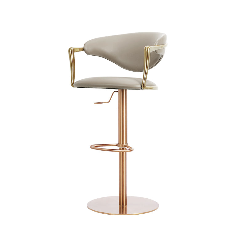 Heduedmobel store Meirou PU leather bar chair with plain-grain cowhide upholstery and modern design, shown from side view