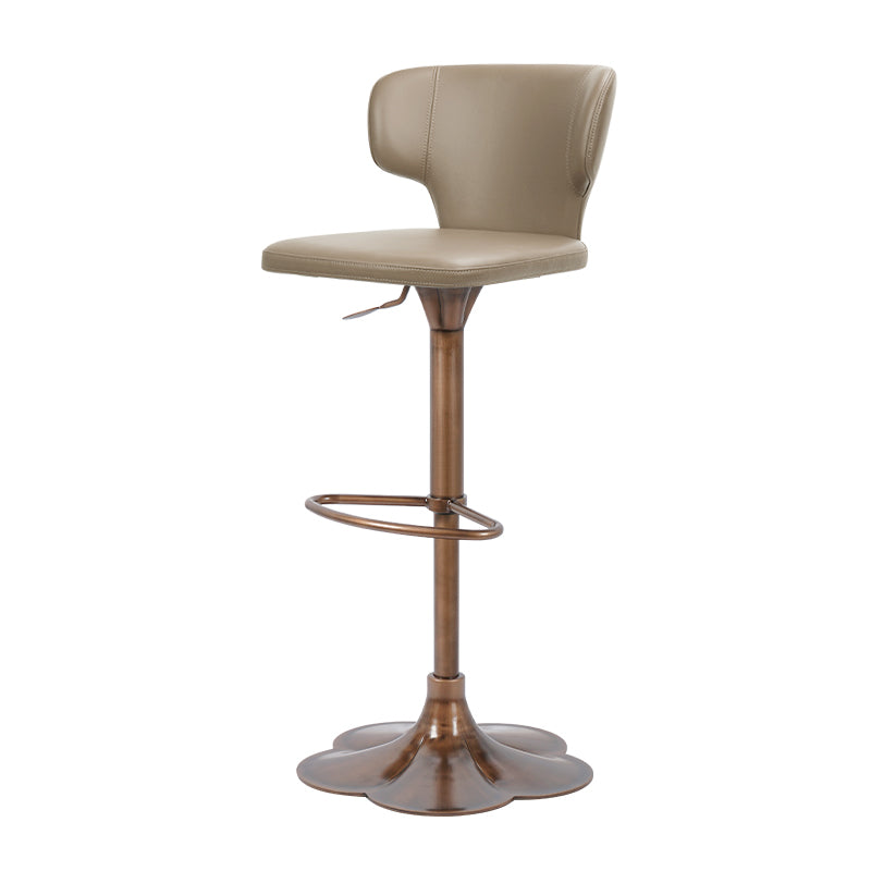 Plain-grain Cowhide HD-7580 bar chair with a sleek wooden frame and cushioned seat, perfect for modern kitchen or bar areas.