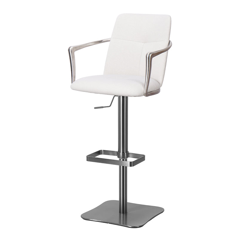 Bar chair with Mohair, Huabao PU leather, and full grain leather upholstery, featuring a modern design and sturdy metal legs.