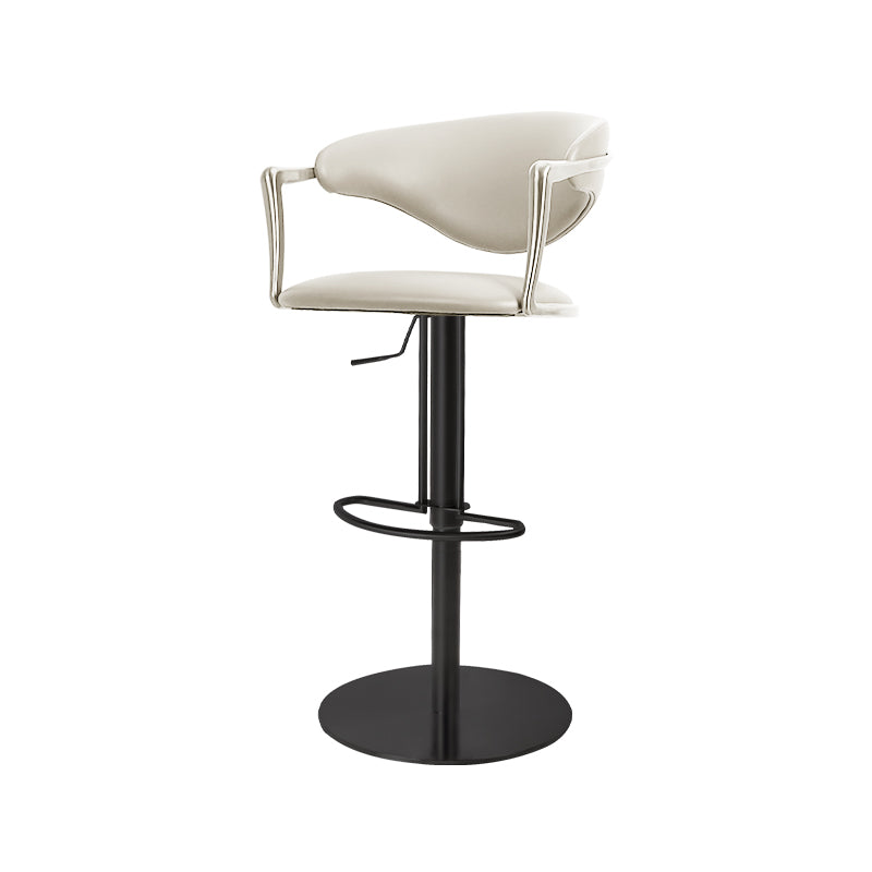 Heduedmobel store Meirou PU leather bar chair with plain-grain cowhide finish, modern design, and sturdy metal legs.
