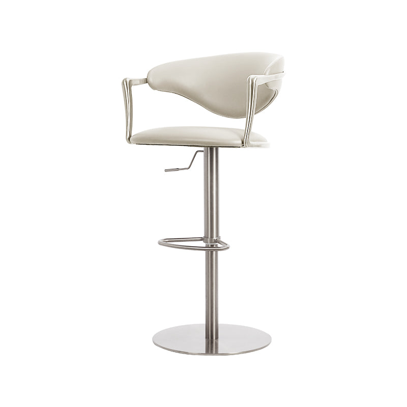 Heduedmobel store Meirou PU leather bar chair with plain-grain cowhide upholstery, modern design, and sturdy metal legs.