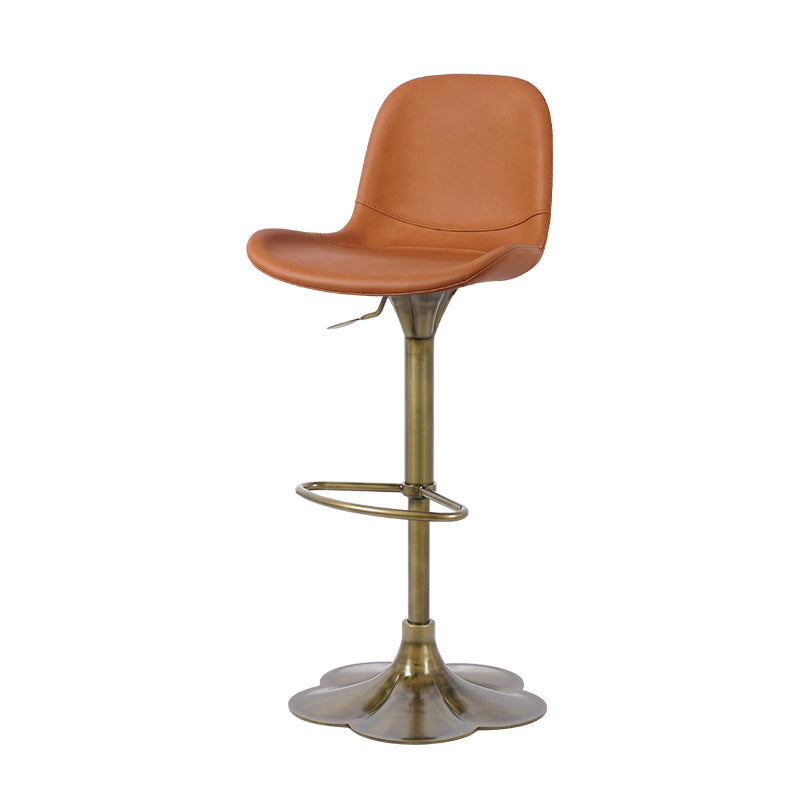 Embossed cowhide bar chair with metal legs from Heduedmobel store, showcasing textured leather seat and sleek modern design.