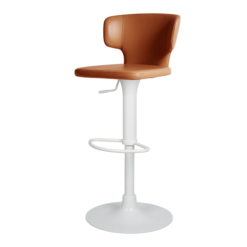 Heduedmobel store Meirou PU leather bar chair with plain-grain cowhide, modern design, black upholstery, sturdy metal legs.