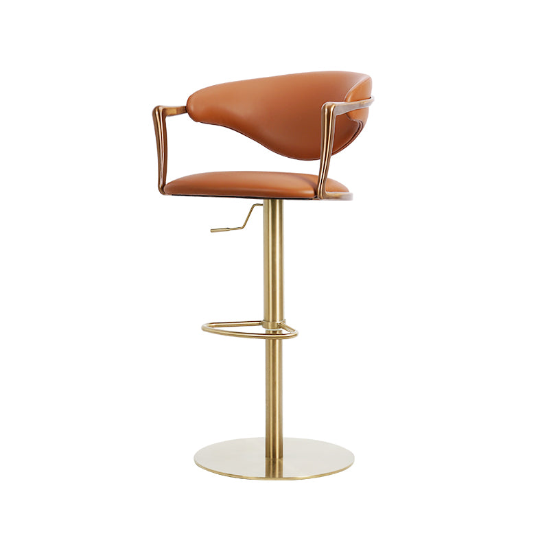 Heduedmobel store Meirou PU leather bar chair with plain-grain cowhide upholstery, modern design, and sturdy metal legs.